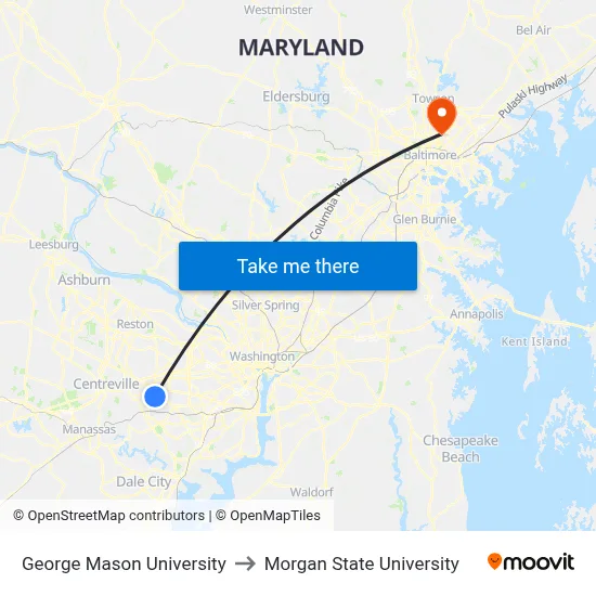 George Mason University to Morgan State University map
