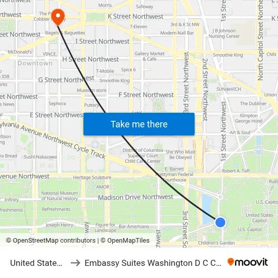 United States Capitol to Embassy Suites Washington D C Convention Center map