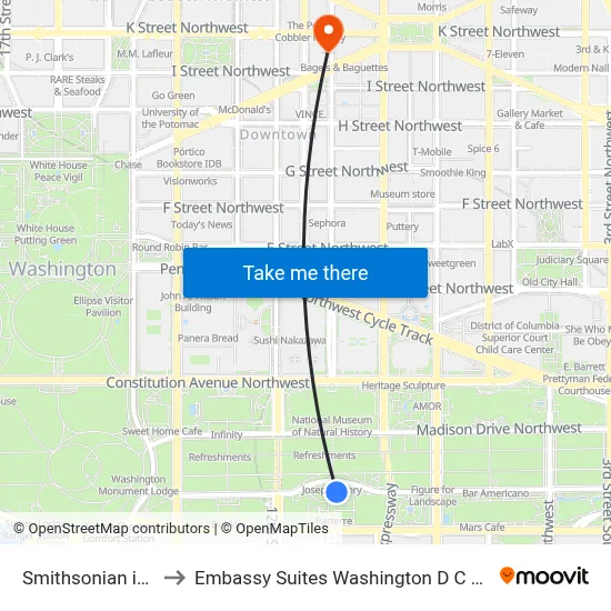 Smithsonian institution to Embassy Suites Washington D C Convention Center map
