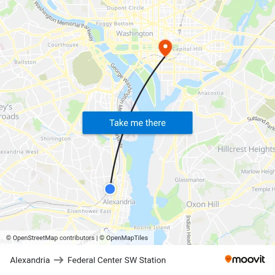 Alexandria to Federal Center SW Station map