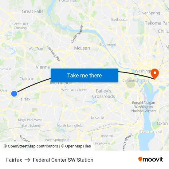 Fairfax to Federal Center SW Station map
