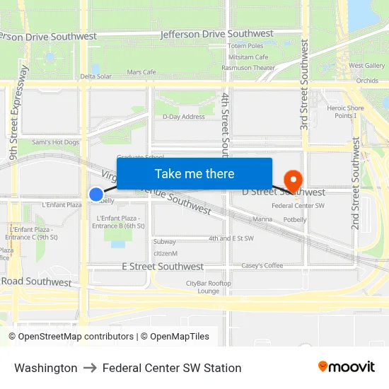 Washington to Federal Center SW Station map