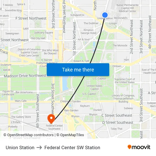 Union Station to Federal Center SW Station map