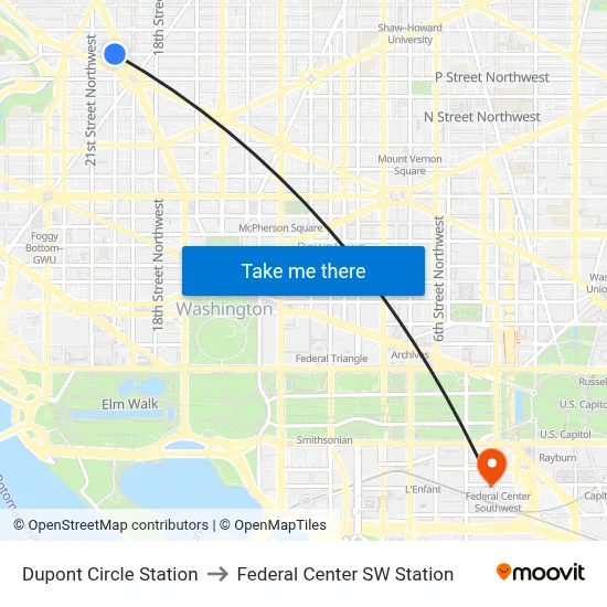 Dupont Circle Station to Federal Center SW Station map
