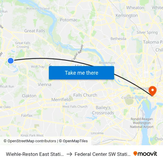 Wiehle-Reston East Station to Federal Center SW Station map