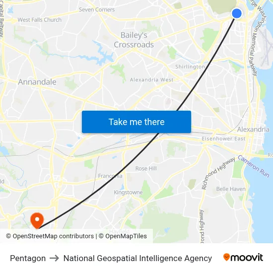 Pentagon to National Geospatial Intelligence Agency map