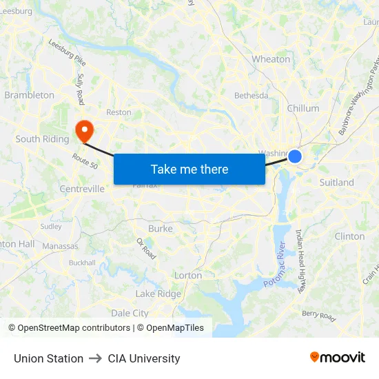Union Station to CIA University map