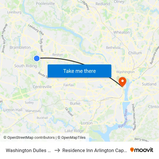 Washington Dulles Airport to Residence Inn Arlington Capital View map