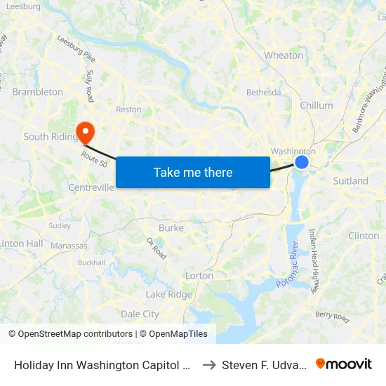 Holiday Inn Washington Capitol National Mall an IHG Hotel to Steven F. Udvar-Hazy Center map