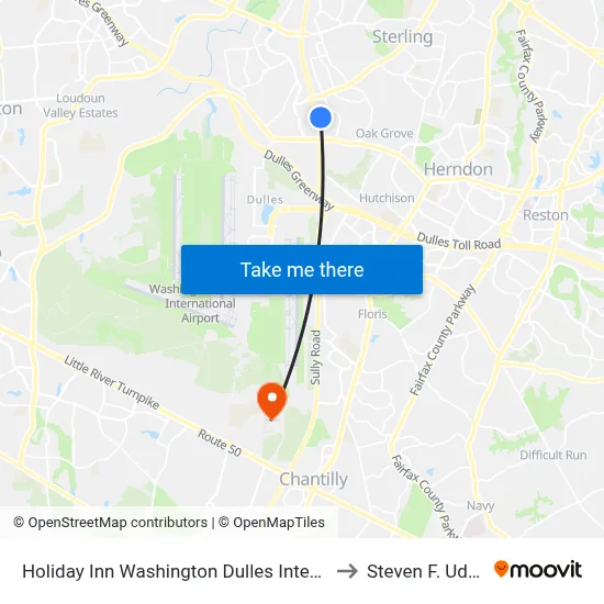 Holiday Inn Washington Dulles International Airport an IHG Hotel Sterling to Steven F. Udvar-Hazy Center map