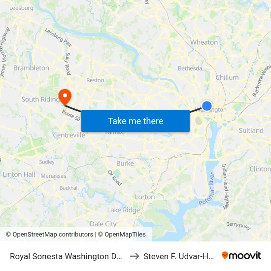 Royal Sonesta Washington Dc Dupont Circle to Steven F. Udvar-Hazy Center map