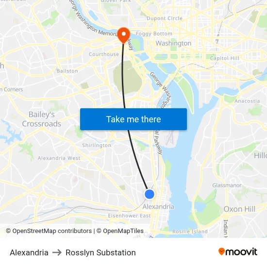 Alexandria to Rosslyn Substation map