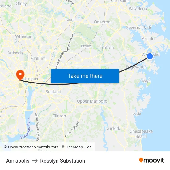 Annapolis to Rosslyn Substation map