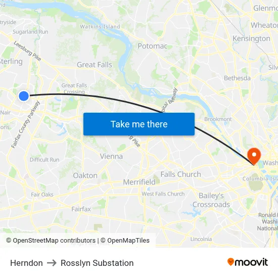 Herndon to Rosslyn Substation map