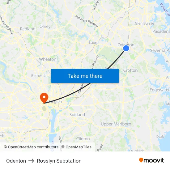 Odenton to Rosslyn Substation map