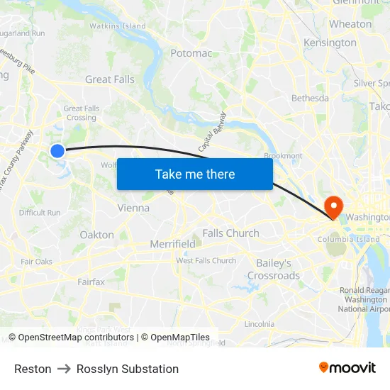 Reston to Rosslyn Substation map