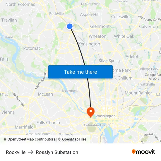 Rockville to Rosslyn Substation map