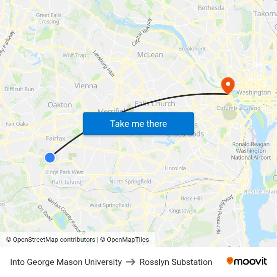 Into George Mason University to Rosslyn Substation map