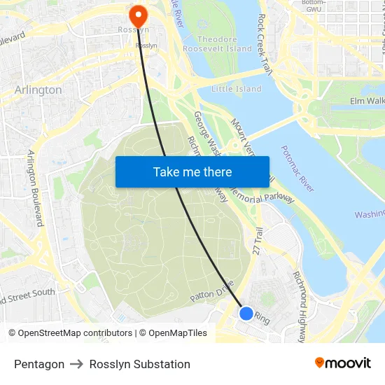 Pentagon to Rosslyn Substation map