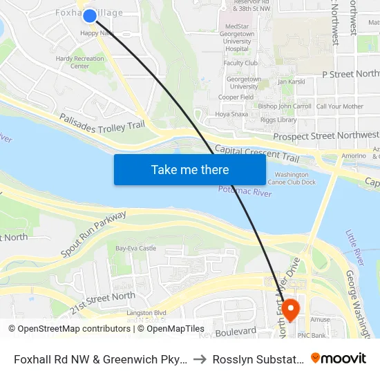 Foxhall Rd NW & Greenwich Pky NW to Rosslyn Substation map