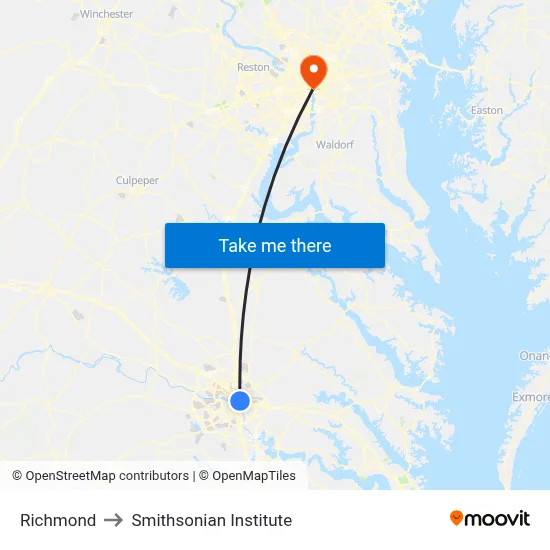 Richmond to Smithsonian Institute map