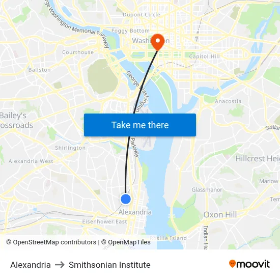Alexandria to Smithsonian Institute map