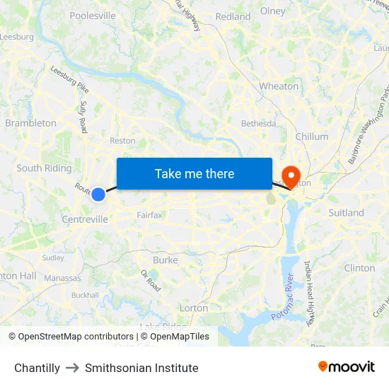 Chantilly to Smithsonian Institute map