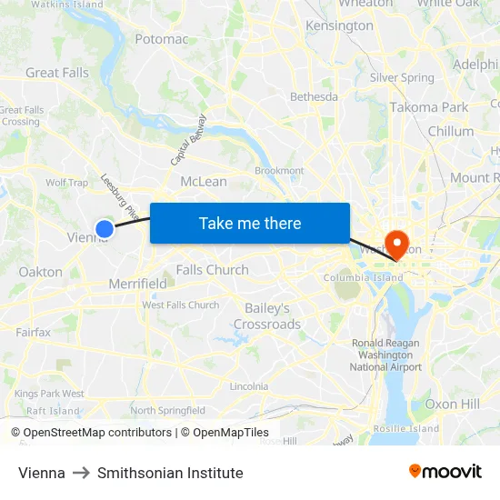 Vienna to Smithsonian Institute map