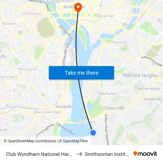 Club Wyndham National Harbor to Smithsonian Institute map