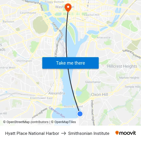 Hyatt Place National Harbor to Smithsonian Institute map