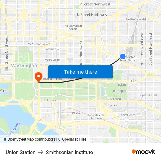 Union Station to Smithsonian Institute map