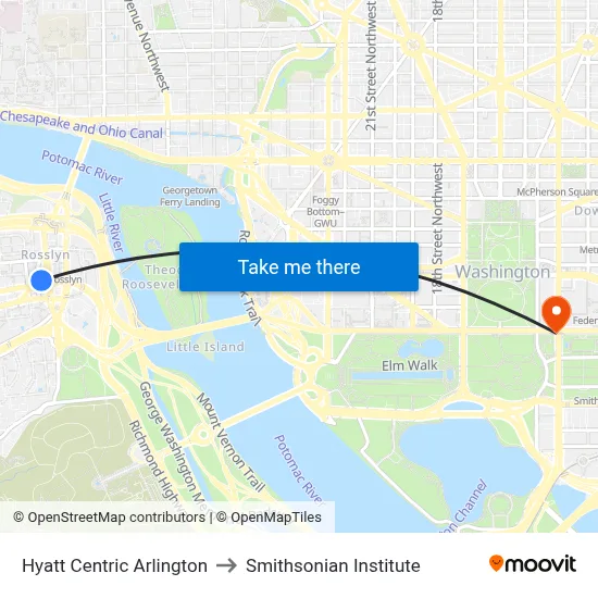 Hyatt Centric Arlington to Smithsonian Institute map