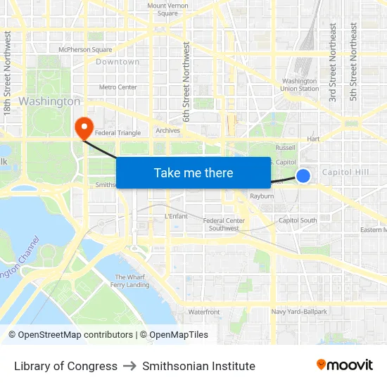 Library of Congress to Smithsonian Institute map
