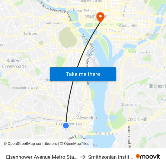 Eisenhower Avenue Metro Station to Smithsonian Institute map