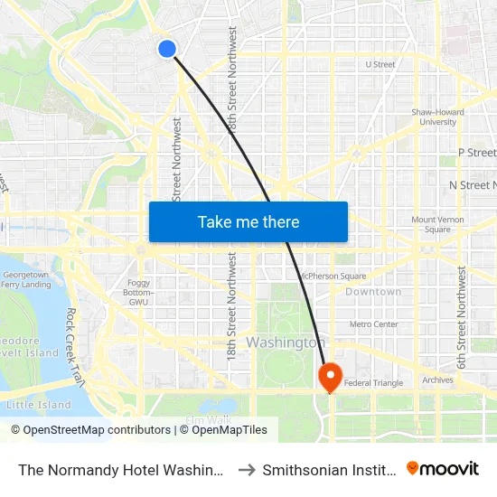 The Normandy Hotel Washington to Smithsonian Institute map