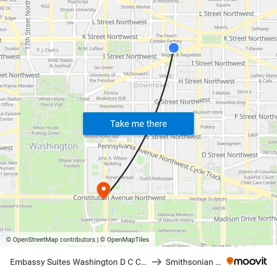 Embassy Suites Washington D C Convention Center to Smithsonian Institute map