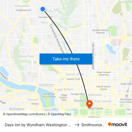 Days Inn by Wyndham Washington DC Connecticut Avenue to Smithsonian Institute map