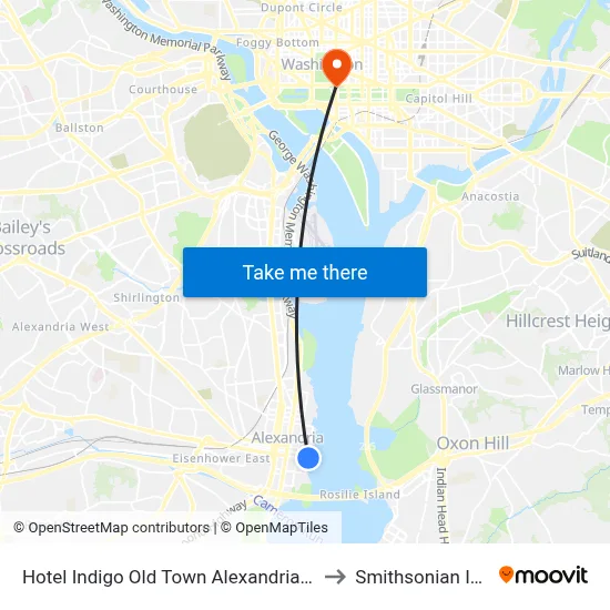 Hotel Indigo Old Town Alexandria an IHG Hotel to Smithsonian Institute map