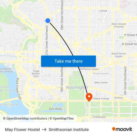May Flower Hostel to Smithsonian Institute map
