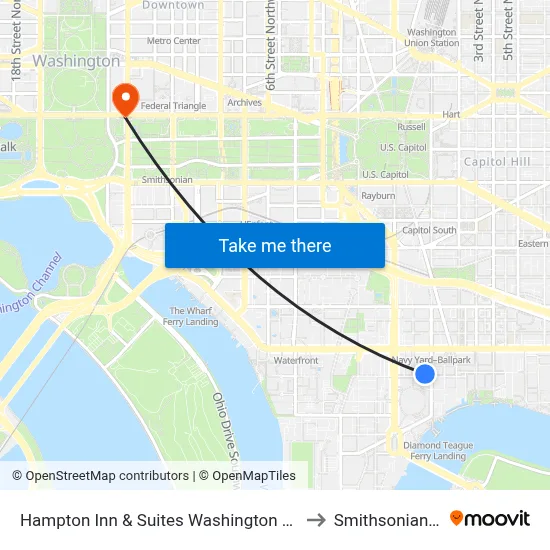 Hampton Inn & Suites Washington DC - Navy Yard GYM to Smithsonian Institute map