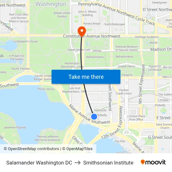 Salamander Washington DC to Smithsonian Institute map