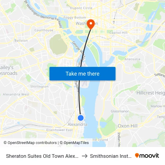 Sheraton Suites Old Town Alexandria to Smithsonian Institute map
