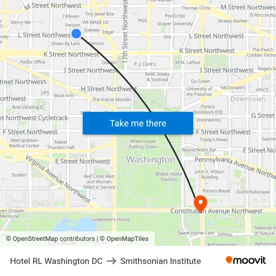 Hotel RL Washington DC to Smithsonian Institute map