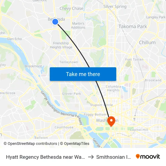 Hyatt Regency Bethesda near Washington, DC to Smithsonian Institute map