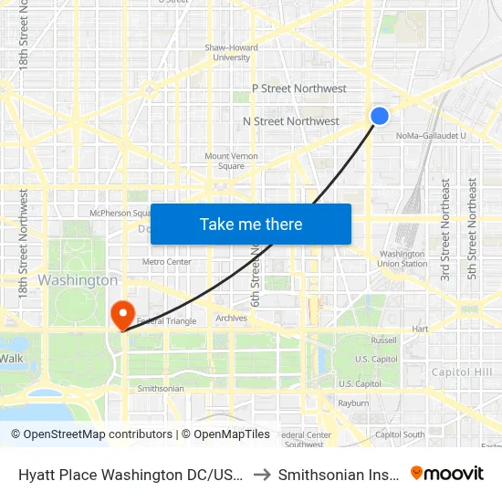 Hyatt Place Washington DC/US Capitol to Smithsonian Institute map