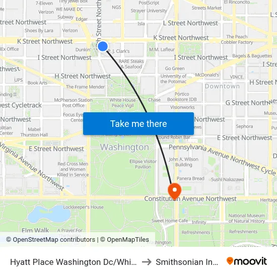 Hyatt Place Washington Dc/White House to Smithsonian Institute map