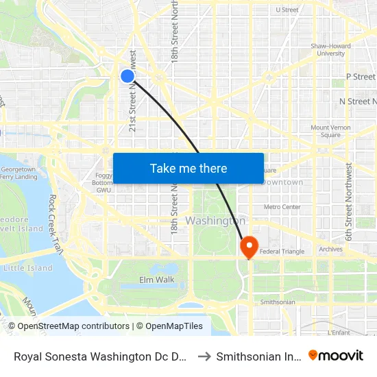 Royal Sonesta Washington Dc Dupont Circle to Smithsonian Institute map