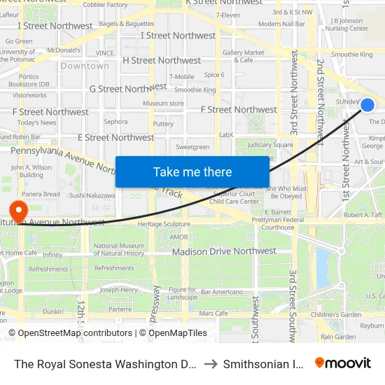 The Royal Sonesta Washington Dc Capitol Hill to Smithsonian Institute map