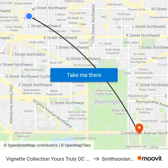 Vignette Collection Yours Truly DC by IHG, Washington to Smithsonian Institute map