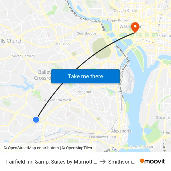 Fairfield Inn &amp; Suites by Marriott Alexandria West/Mark Center to Smithsonian Institute map